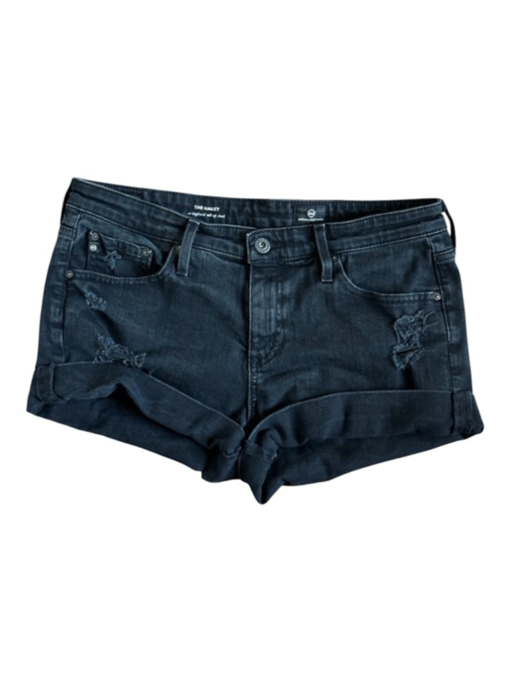 ag hailey boyfriend denim shorts distressed raw hem black
